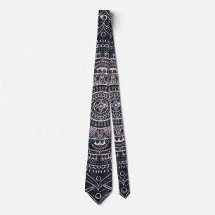 Elegant Rose Gold Mandala Gray Nebula Design Tie