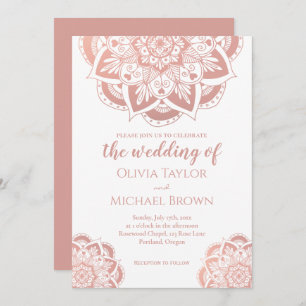 Elegant Rose Gold Mandala Invitation