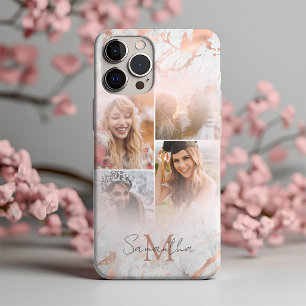 Elegant Rose Gold Marble & 4 Photo  iPhone 16 Pro Max Case