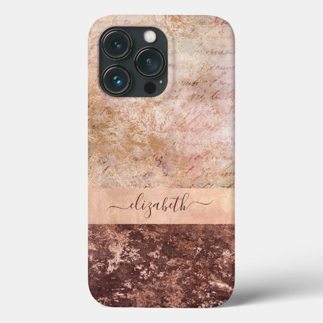 Elegant Rose Gold Marble Agate Script Case-Mate iP Case-Mate iPhone Case (Back)