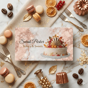 Elegant rose gold marble Bakery pastry Business Card