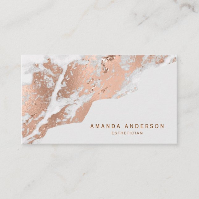 Elegant Rose Gold Marble Business Card (Front)