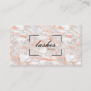 Elegant Rose Gold Marble Business Card Lash Bar
