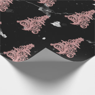 Elegant Rose Gold & Marble Christmas Tree Pattern Wrapping Paper