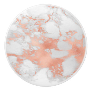 Elegant Rose Gold Marble Effect Drawer Ceramic Knob