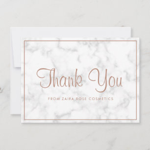 Elegant Rose Gold Marble Modern Business Thank You Card