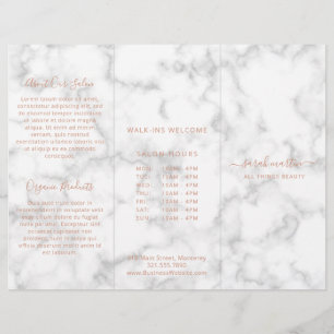 Elegant Rose Gold Marble Trifold Brochure