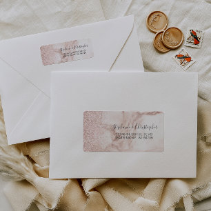Elegant Rose Gold Marble Wedding Return Address