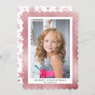 Elegant Rose Gold Merry Christmas Custom Photo Holiday Card