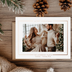 Elegant Rose Gold Merry Christmas Personalised  Foil Holiday Postcard