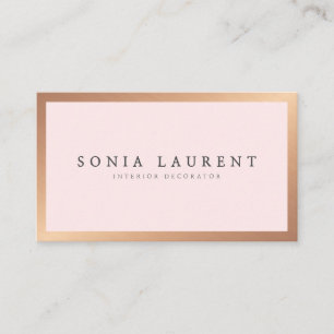 Elegant rose gold metallic blush pink minimalist business card