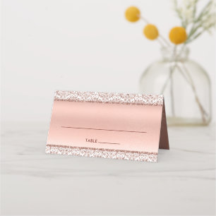 Elegant Rose Gold Metallic Damask Wedding  Place Card