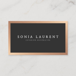 Elegant rose gold metallic frame minimalist black business card