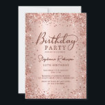 Elegant Rose Gold Metallic Glitter 13th Birthday  Invitation<br><div class="desc">Modern elegant rose gold metallic and glitter 13th birthday invitations. This girly card design features stylish handwritten calligraphy script,  blush pink or rose gold faux brushed metallic background with loose glam glitter frame around. Easy to personalise,  perfect for any age.</div>