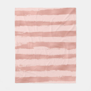 Elegant  Rose Gold Metallic Handpainted Stripes Fleece Blanket