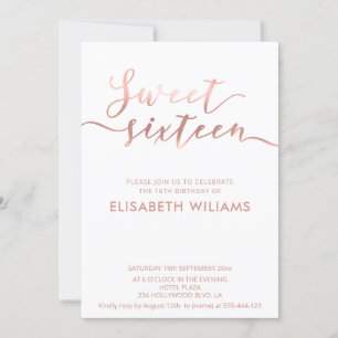 Elegant  rose gold minimalist chic calligraphy  invitation