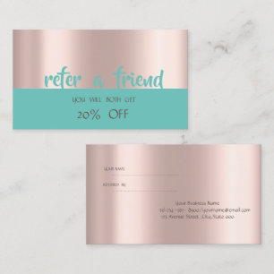 Elegant Rose Gold Mint Green Referral Card