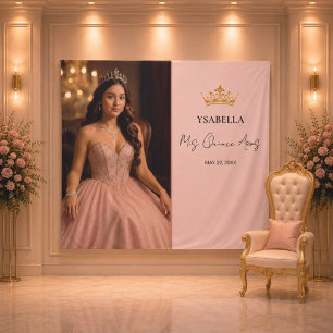 Elegant Rose Gold Mis Quince Años Backdrop Tapestry
