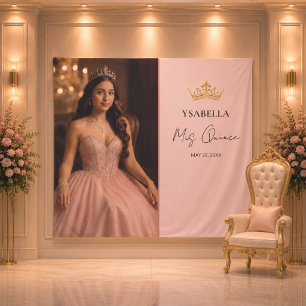 Elegant Rose Gold Mis Quince Backdrop Tapestry