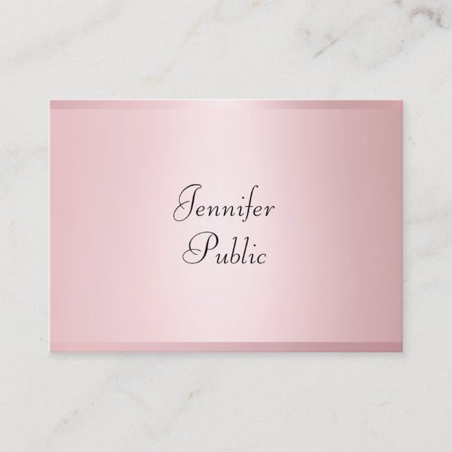 Elegant Rose Gold Modern Handwritten Professional Business Card (Front)