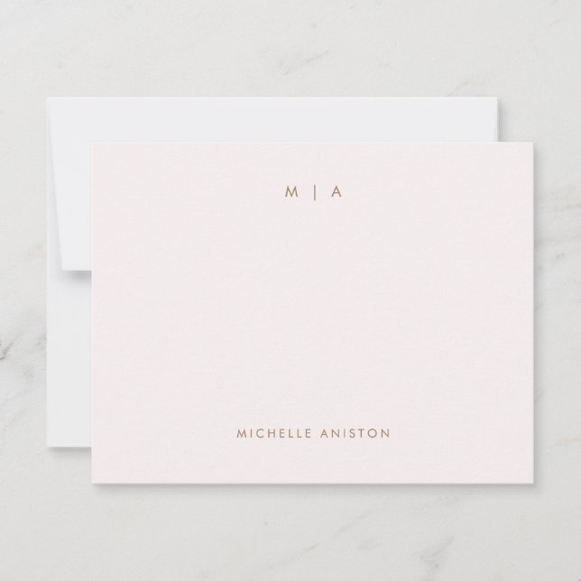 Elegant Rose Gold Modern Monogram Classic Custom   Card (Front)