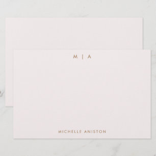Elegant Rose Gold Modern Monogram Classic Custom   Stationery
