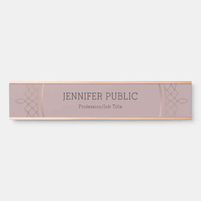 Elegant Rose Gold Modern Simple Template Top Door Sign (Front)