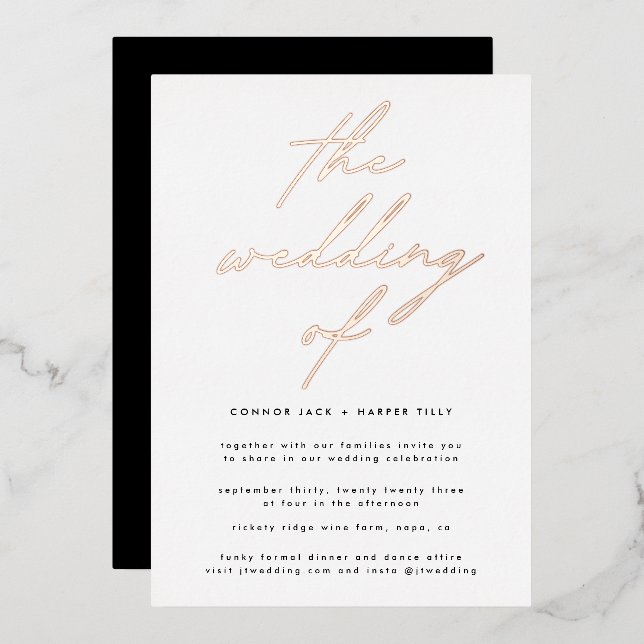 Elegant Rose Gold Modern Wedding (Front/Back)