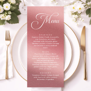 Elegant Rose Gold Modern Wedding Dinner Menu