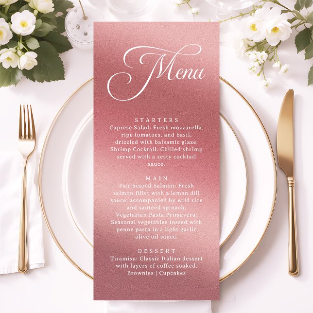Elegant Rose Gold Modern Wedding Dinner Menu (Creator Uploaded)