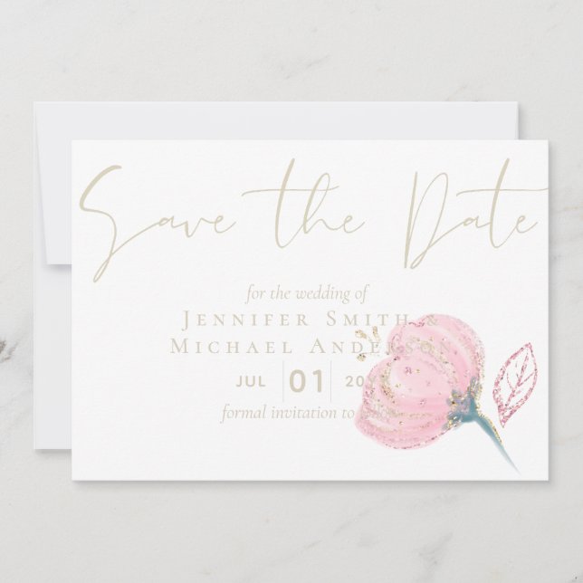 Elegant Rose Gold Modern Wedding Sparkle (Front)