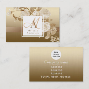 Elegant Rose Gold Monogram Business Card