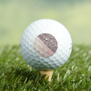 Elegant Rose Gold Monogram Button Golf Balls
