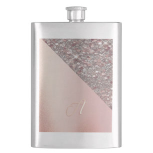 Elegant Rose Gold Monogram Classic Flask