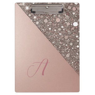 Elegant Rose Gold Monogram Clipboard