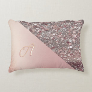 Elegant Rose Gold Monogram Decorative Cushion