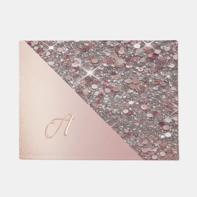 Elegant Rose Gold Monogram Doormat (Front)
