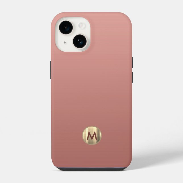 Elegant Rose Gold Monogram iPhone Case (Back)