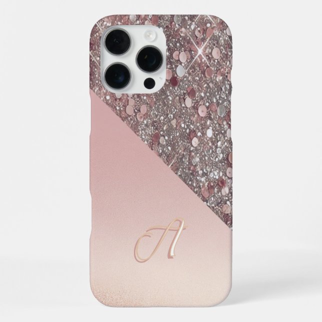 Elegant Rose Gold Monogram iPhone Case (Back)
