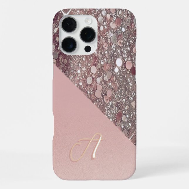 Elegant Rose Gold Monogram iPhone Case (Back)