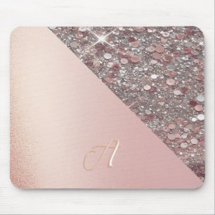 Elegant Rose Gold Monogram Mouse Mat
