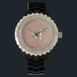 Elegant Rose Gold Monogram Name Script Watch<br><div class="desc">This elegant watch with rose gold background and white monogram name initial in script is fantastic to have on this product. In addition it is designed with gold geometric lines that added beauty in its look. The best here is that you can personalise it by putting your initial name which...</div>