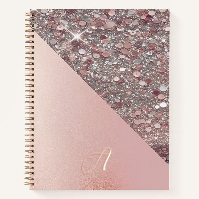 Elegant Rose Gold Monogram Notebook (Front)