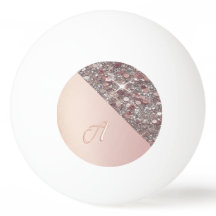 Elegant Rose Gold Monogram Ping Pong Ball