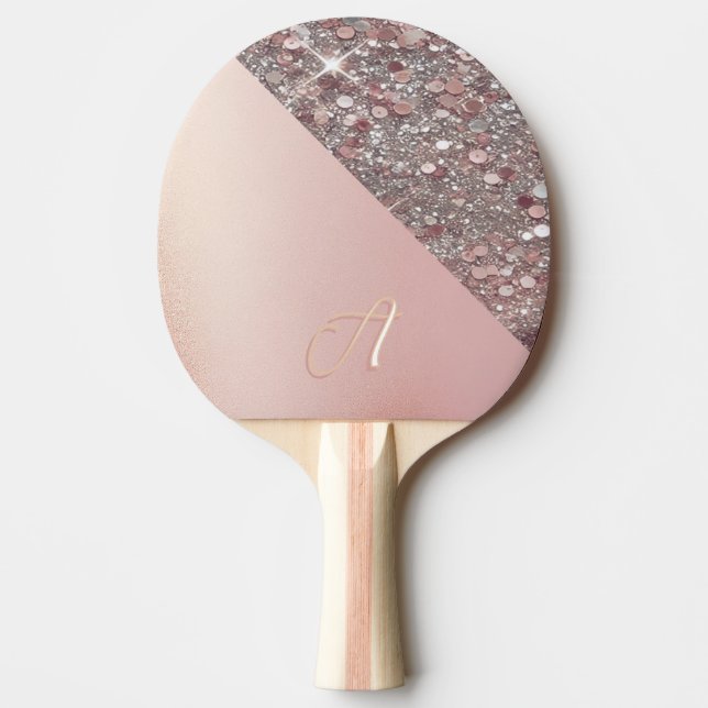 Elegant Rose Gold Monogram Ping Pong Paddle (Front)