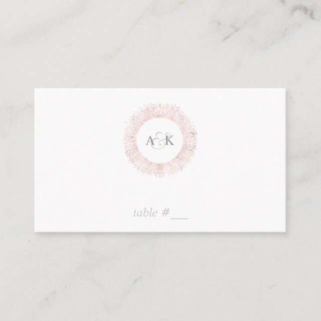 Elegant rose gold monogram place cards - flat (Front)