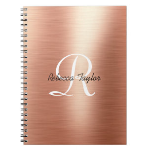 Elegant Rose Gold Monogram Plan Notebook