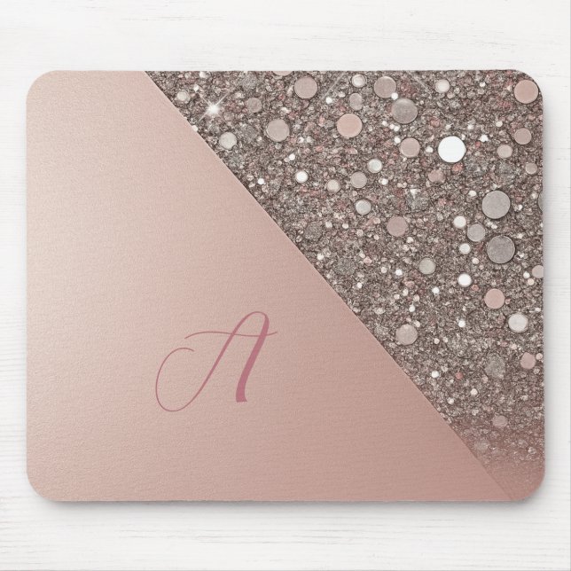 Elegant Rose Gold Monogram Planner Mouse Mat (Front)