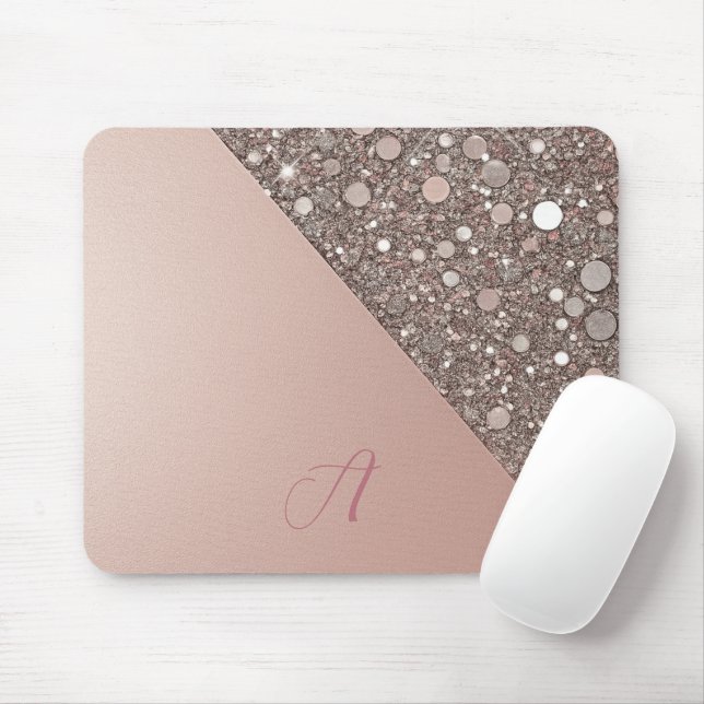 Elegant Rose Gold Monogram Planner Mouse Mat (With Mouse)