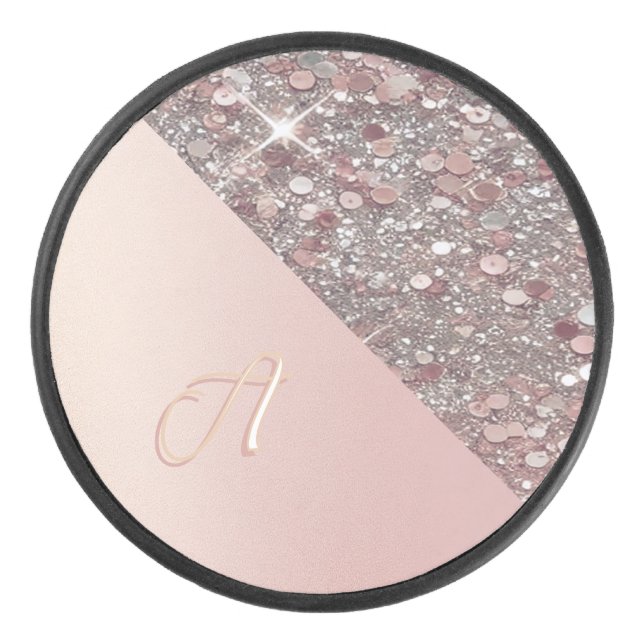 Elegant Rose Gold Monogram Puck (Front)